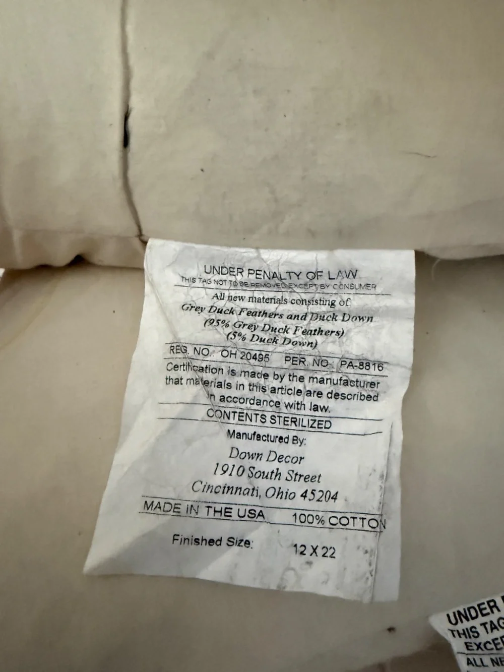 SET OF 3 DOWN/FEATHER PILLOW INSERTS